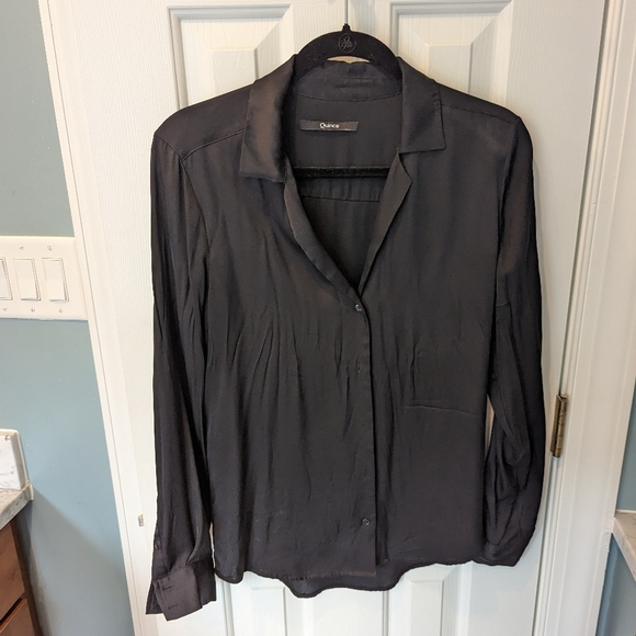 Quince Tops - Quince Black silk shirt